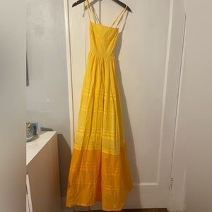 STAUD Brigitte Dress in Goldie and Persimmon